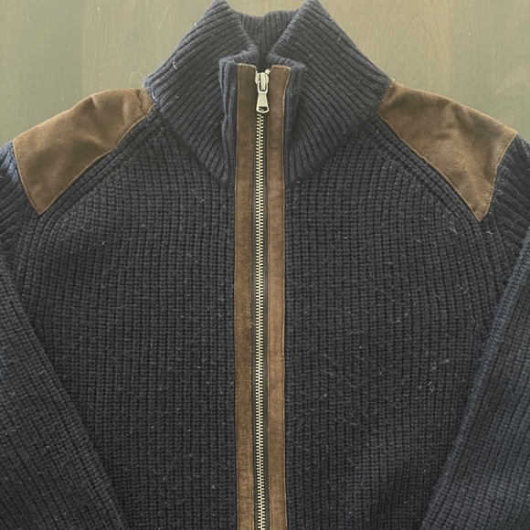 Mens Navy Wool / Cashmere full zip cardigan - size M - Picture 1 of 3